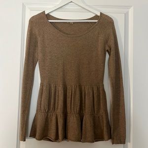 Garnet Hill 100% Cashmere Ruffled Sweater